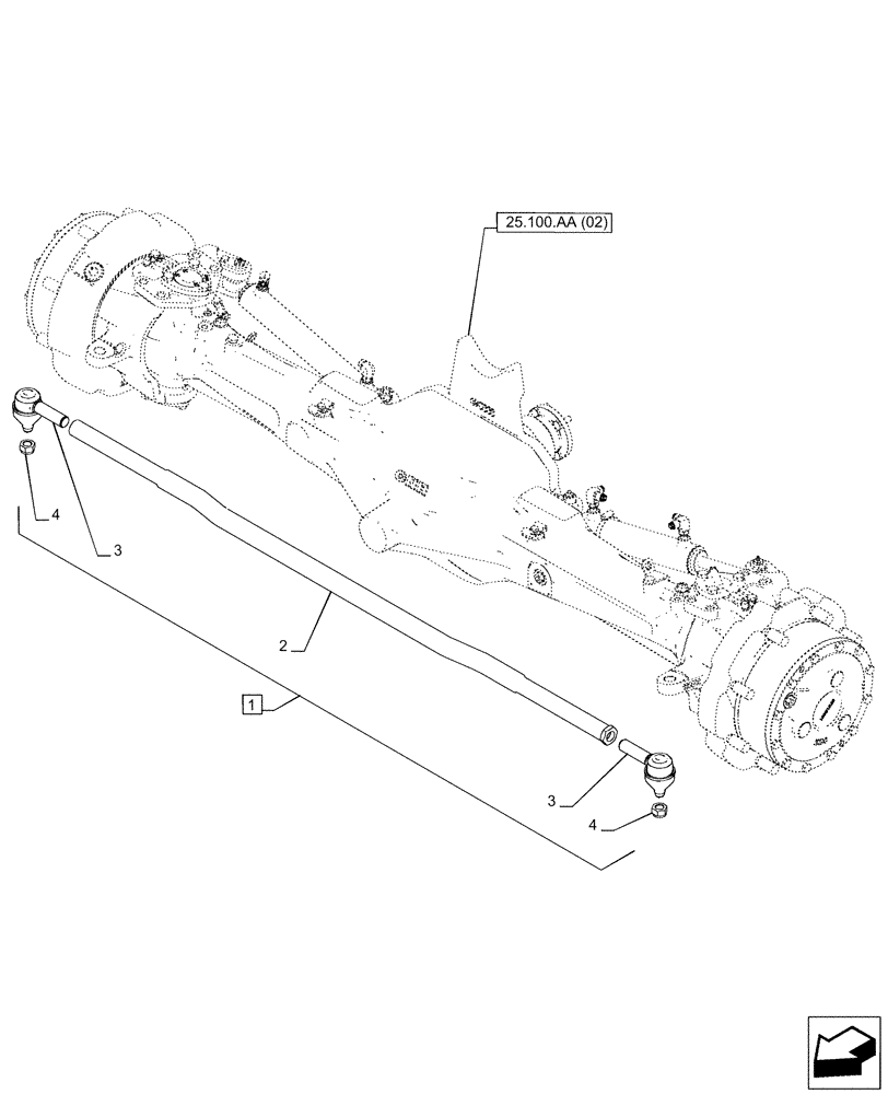 Схема запчастей Case IH PUMA 150 - (41.106.AG[02]) - VAR - 758045 - FRONT AXLE, SUSPENDED, TIE-ROD ASSY (41) - STEERING