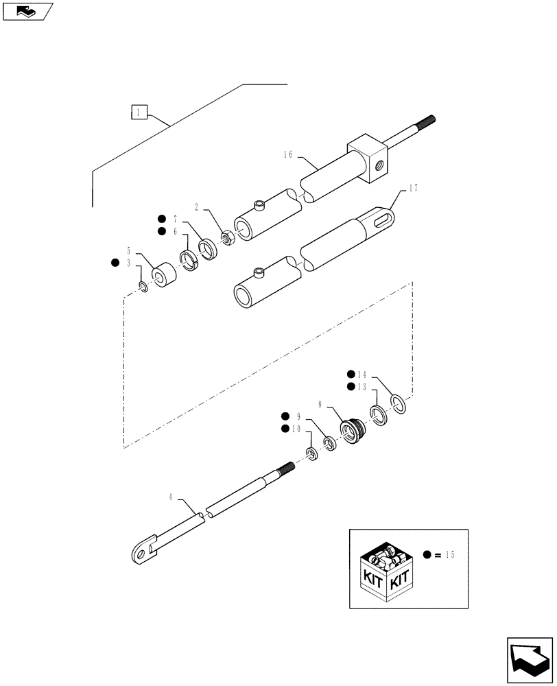 Схема запчастей Case IH RB565 - (35.540.AA[03]) - BALE TENSION HYDRAULIC CYLINDER (35) - HYDRAULIC SYSTEMS