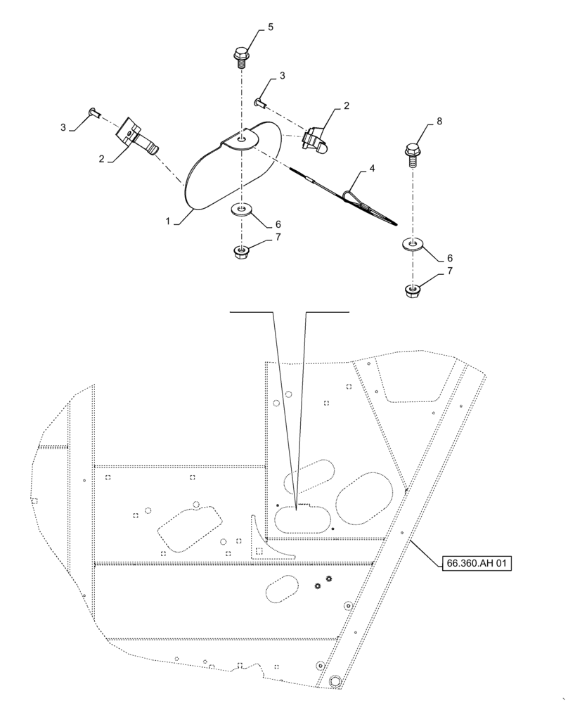 Схема запчастей Case IH 6140 - (66.360.AH[03]) - LOWER SIEVE INSPECTION DOOR (66) - THRESHING