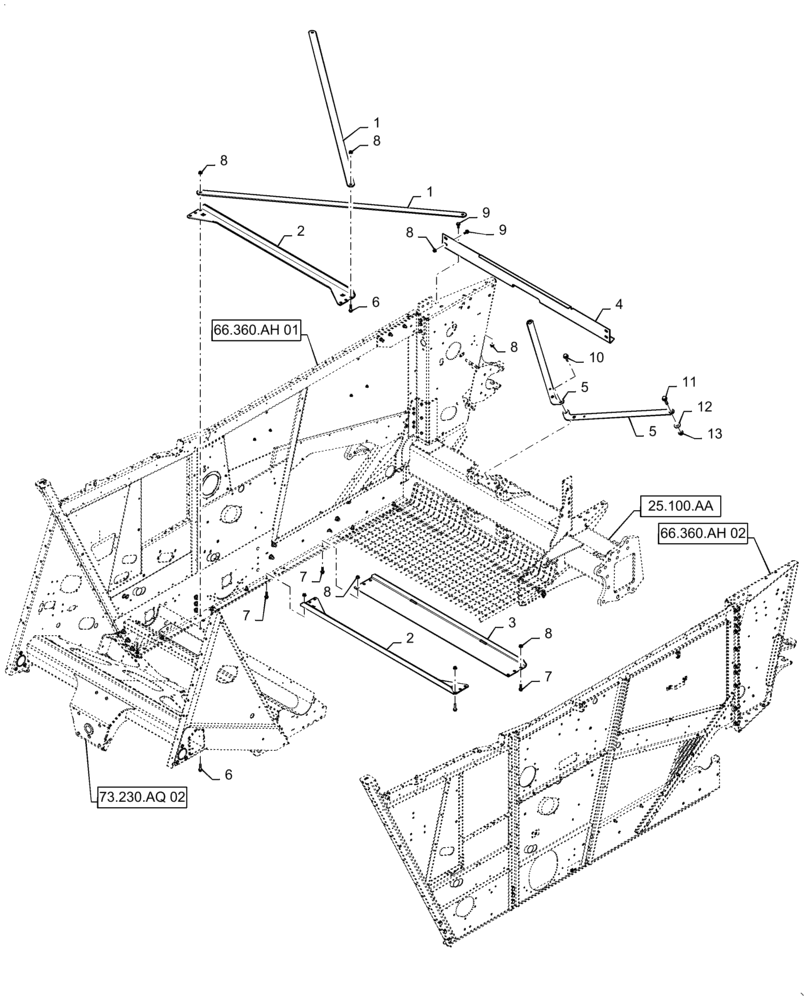 Схема запчастей Case IH 7140 - (66.360.AH[05]) - SEPARATOR CROSS SUPPORT (66) - THRESHING