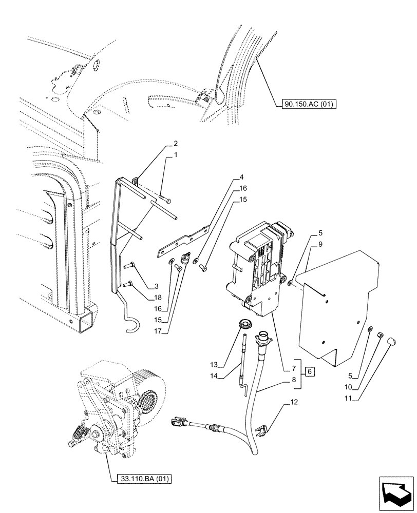 Схема запчастей Case IH PUMA 220 - (55.031.AB[01]) - VAR - 391148, 758034 - EMERGENCY BRAKE, ELECTRONIC CONTROL UNIT (55) - ELECTRICAL SYSTEMS