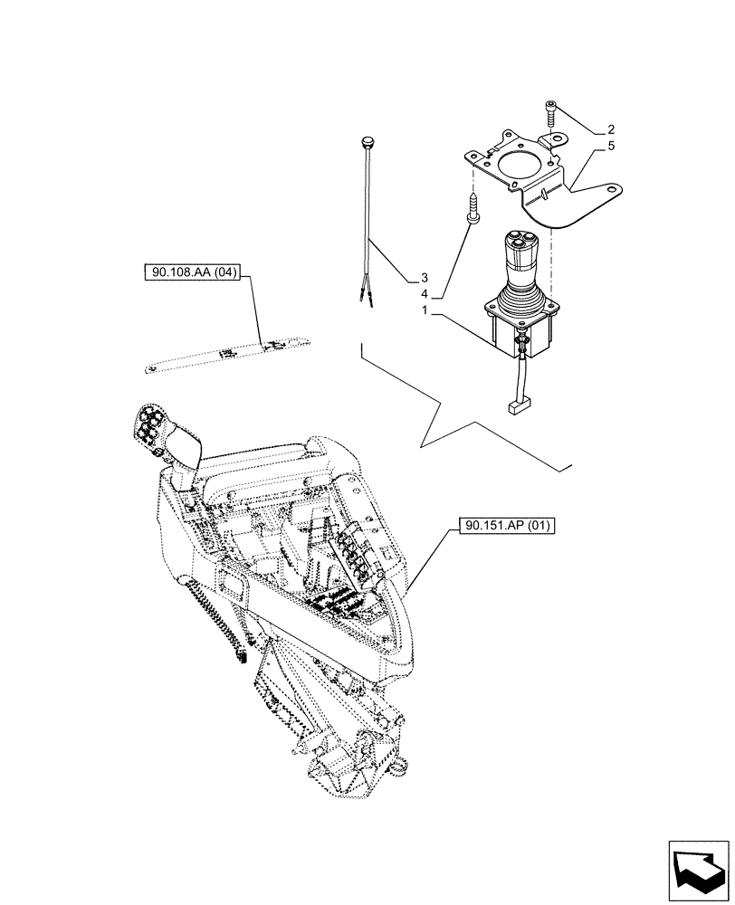 Схема запчастей Case IH PUMA 150 - (55.512.CL[04]) - VAR - 758068 - JOYSTICK (55) - ELECTRICAL SYSTEMS