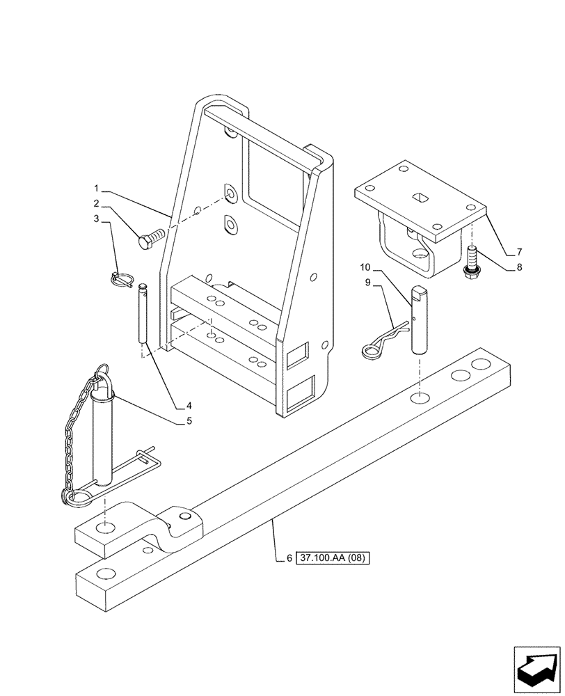 Схема запчастей Case IH PUMA 220 CVT - (37.100.AA[07]) - VAR - 758103 - DRAWBAR (37) - HITCHES, DRAWBARS & IMPLEMENT COUPLINGS