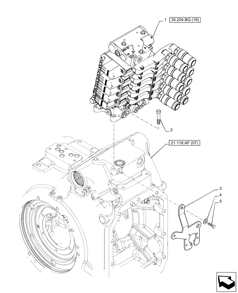 Схема запчастей Case IH PUMA 165 CVT - (35.204.BQ[17]) - VAR - 758061 - 5 REMOTE CONTROL VALVE (EHR) (35) - HYDRAULIC SYSTEMS