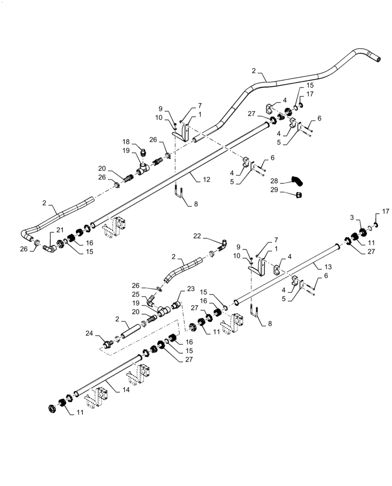 Схема запчастей Case IH PATRIOT 3240 - (78.110.AE[11]) - SPRAYBAR, 90 AND 100, 6 SECTION, 20" SPACING, RH INNER (78) - SPRAYING