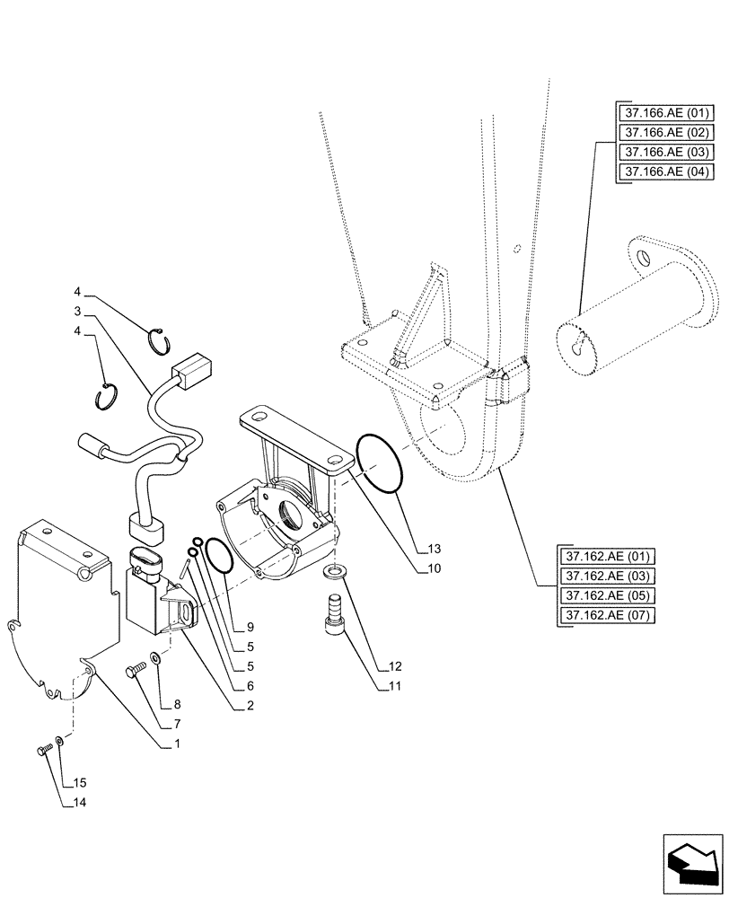 Схема запчастей Case IH PUMA 220 CVT - (55.160.AP[01]) - VAR - 758088, 758089, 758090, 758091, 758092 - 3 POINT HITCH, FRONT, SENSOR (55) - ELECTRICAL SYSTEMS