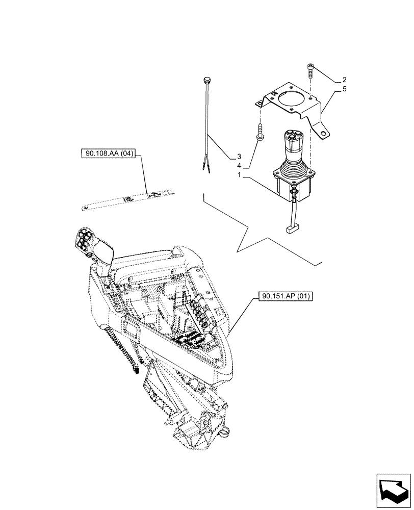 Схема запчастей Case IH PUMA 220 - (55.512.CL[02]) - VAR - 758068 - JOYSTICK, W/ 3 BUTTONS (55) - ELECTRICAL SYSTEMS