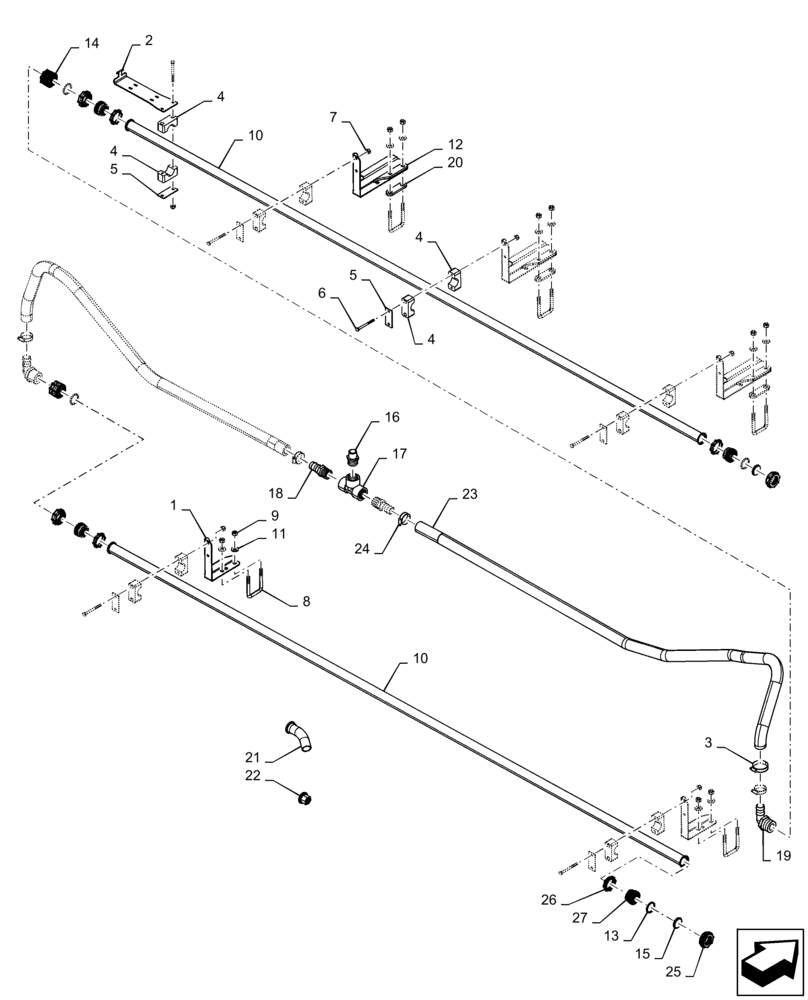 Схема запчастей Case IH PATRIOT 3240 - (78.110.AE[18]) - SPRAYBAR, 100, 6 SECTION, 20" SPACING, RH OUTER AND BREAKAWAY (78) - SPRAYING