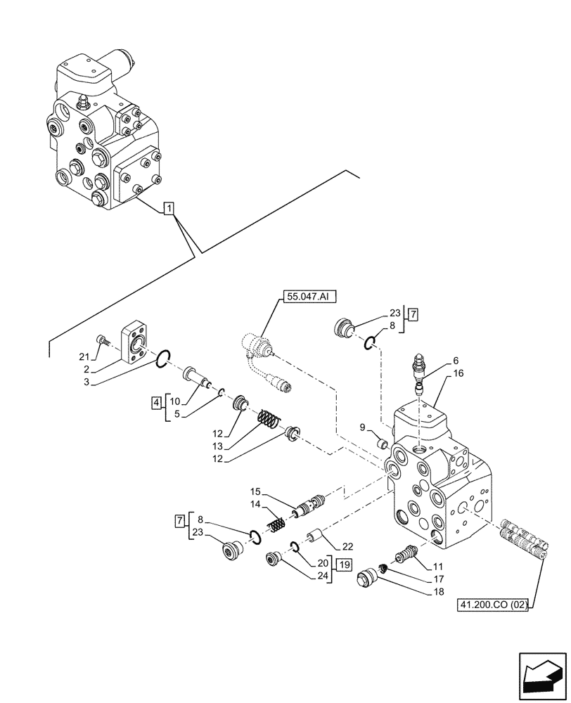 Схема запчастей Case IH MAXXUM 135 - (41.200.CO[03]) - VAR - 743723 - STEERING VALVE, W/ FAST STEER™ SYSTEM, COMPONENTS (41) - STEERING