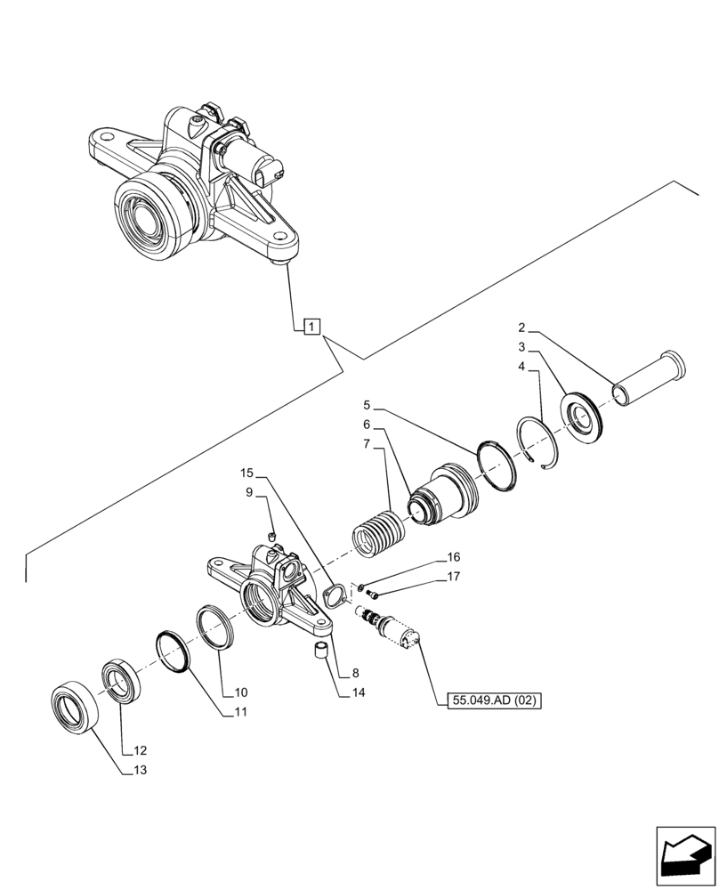 Схема запчастей Case IH PUMA 150 CVT - (31.142.AA[02]) - VAR - 758091, 758093, 758245, 758247, 758248 - FRONT PTO ASSY, ACTUATOR, COMPONENTS (31) - IMPLEMENT POWER TAKE OFF