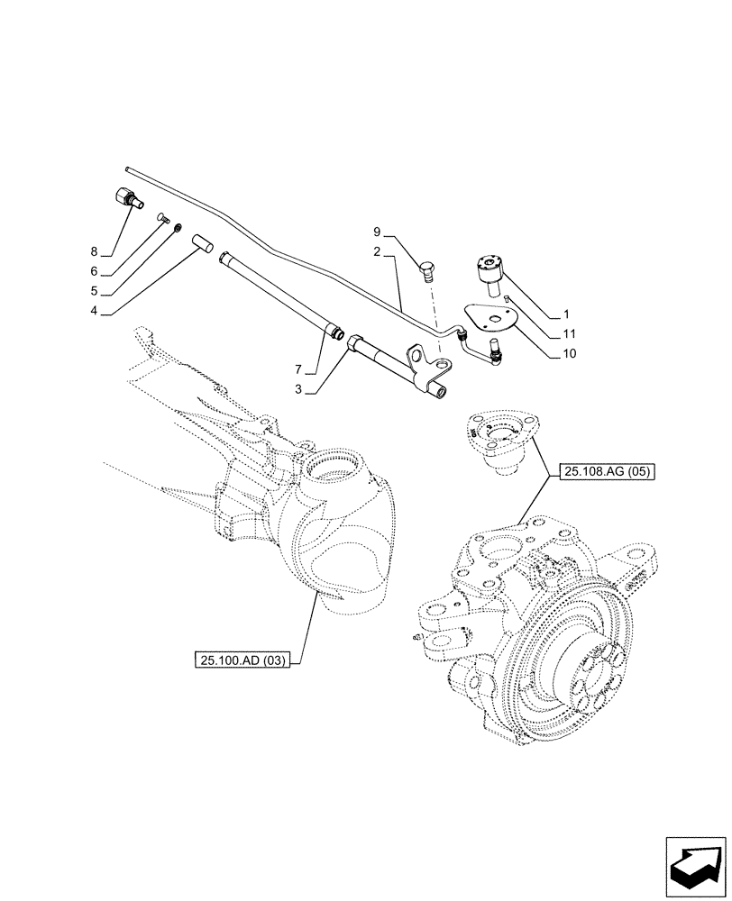 Схема запчастей Case IH PUMA 150 CVT - (55.047.AA[03]) - VAR - 758046 - FRONT AXLE, SUSPENDED W/BRAKES, STEERING, SENSOR (55) - ELECTRICAL SYSTEMS