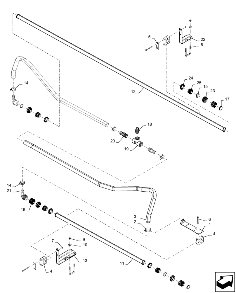 Схема запчастей Case IH PATRIOT 4440 - (78.110.AE[39]) - SPRAYBAR, 90, 6 SECTION, 20" SPACING, RH OUTER AND BREAKAWAY BSN YGT044001 (78) - SPRAYING