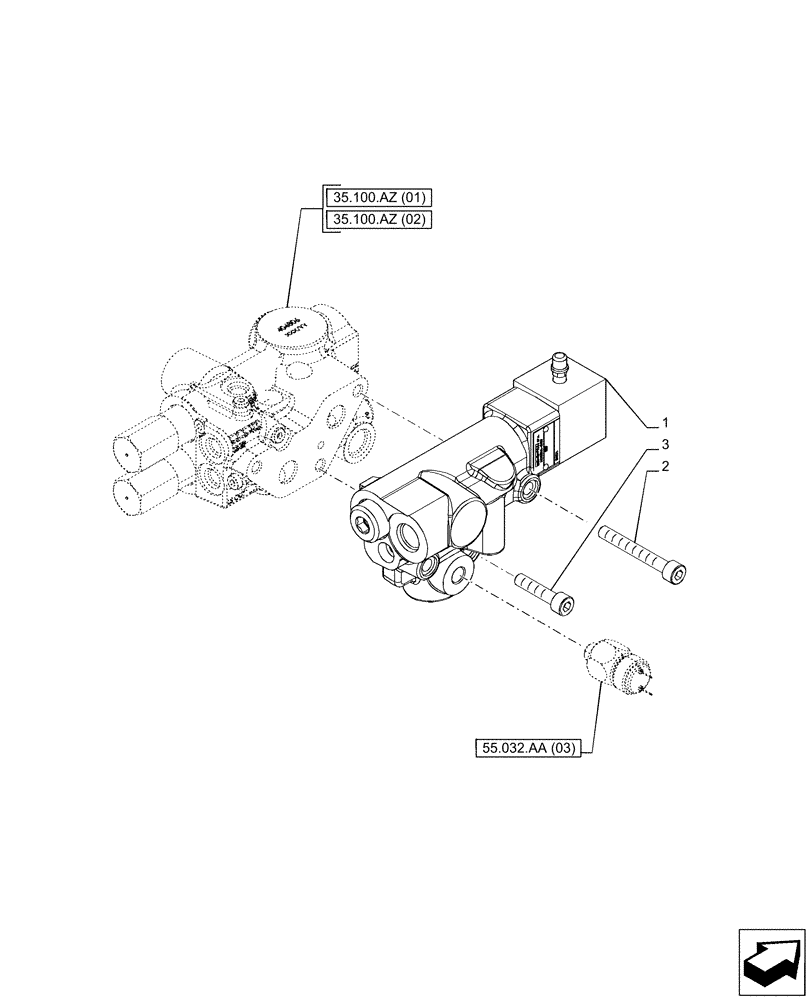 Схема запчастей Case IH PUMA 165 - (33.220.AM[03]) - VAR. 758040, 758042 - TRAILER BRAKE VALVE (33) - BRAKES & CONTROLS