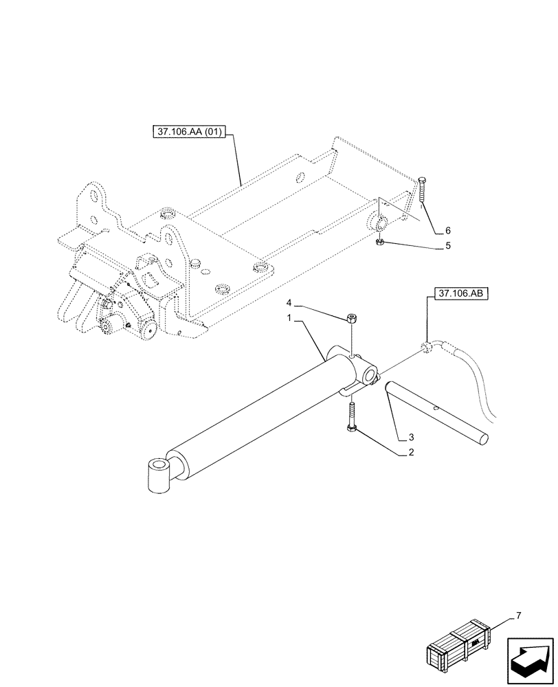 Схема запчастей Case IH PUMA 165 CVT - (37.106.AD) - VAR - 758113 - HYDRAULIC TOW HOOK, CYLINDER (37) - HITCHES, DRAWBARS & IMPLEMENT COUPLINGS