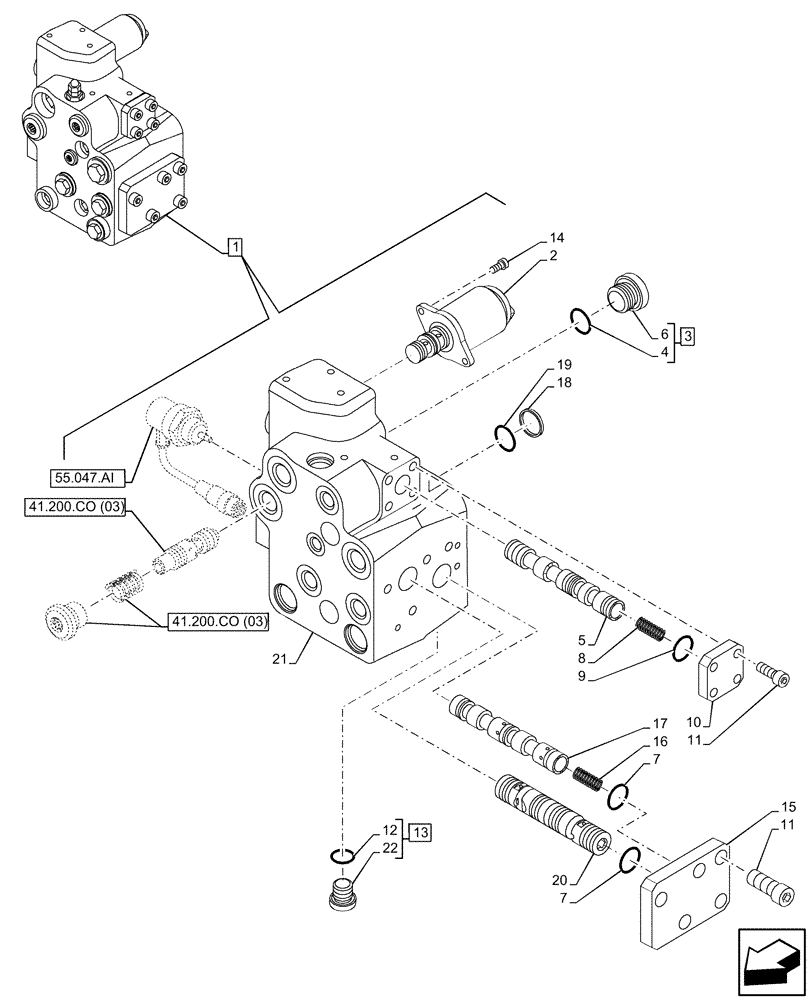 Схема запчастей Case IH MAXXUM 135 - (41.200.CO[02]) - VAR - 743723 - STEERING VALVE, W/ FAST STEER™ SYSTEM, COMPONENTS (41) - STEERING