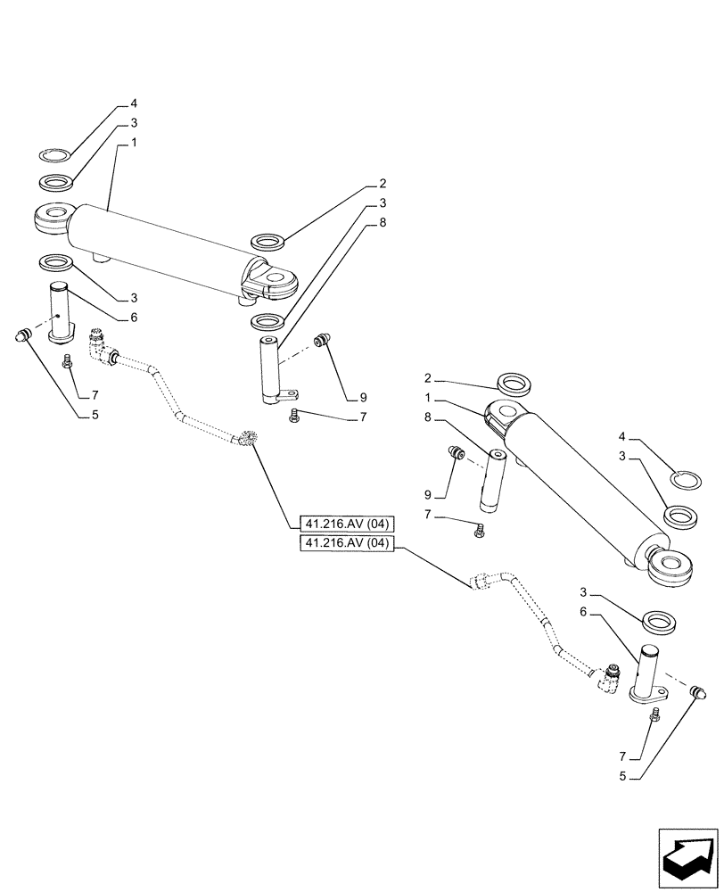 Схема запчастей Case IH PUMA 150 CVT - (41.216.AN[01]) - VAR - 391156 - 4WD FRONT AXLE, STEERING CYLINDER (41) - STEERING