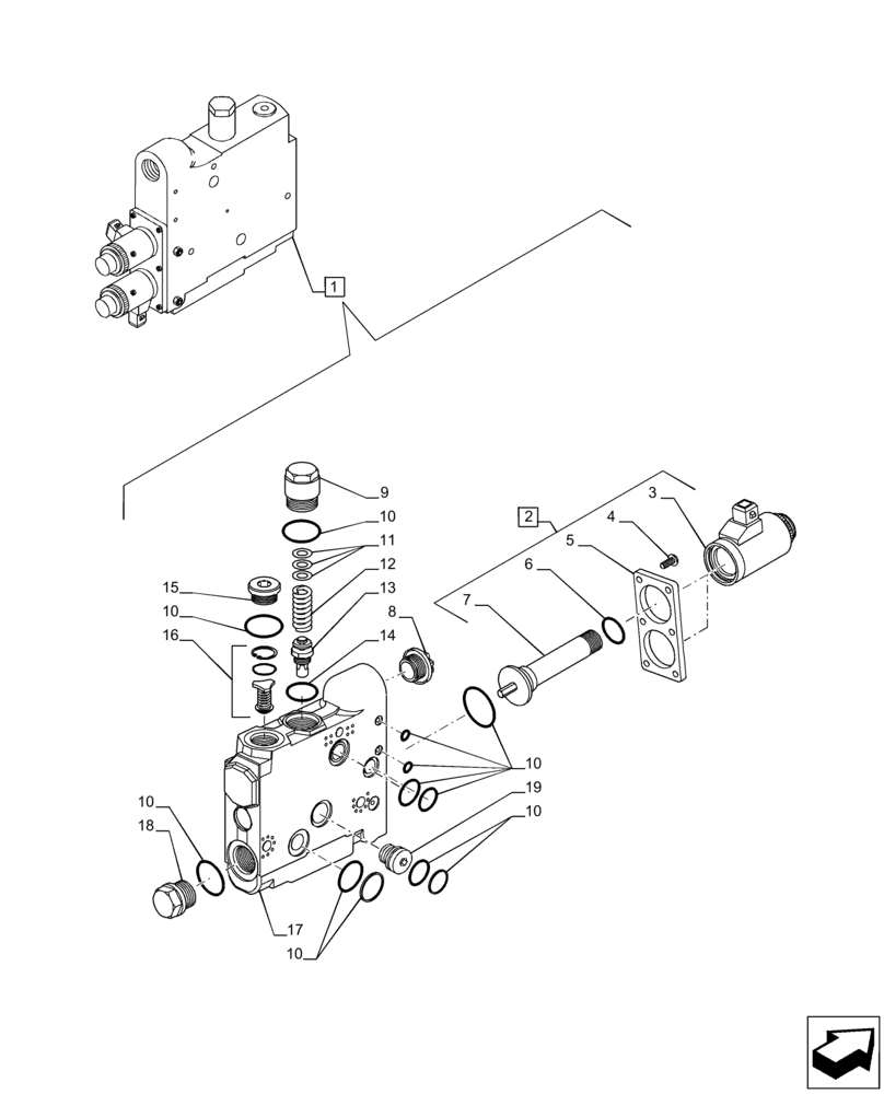 Схема запчастей Case IH PUMA 200 - (35.204.BE[10]) - VAR - 391164, 758058 - CONTROL VALVE SECTION, COMPONENTS (35) - HYDRAULIC SYSTEMS