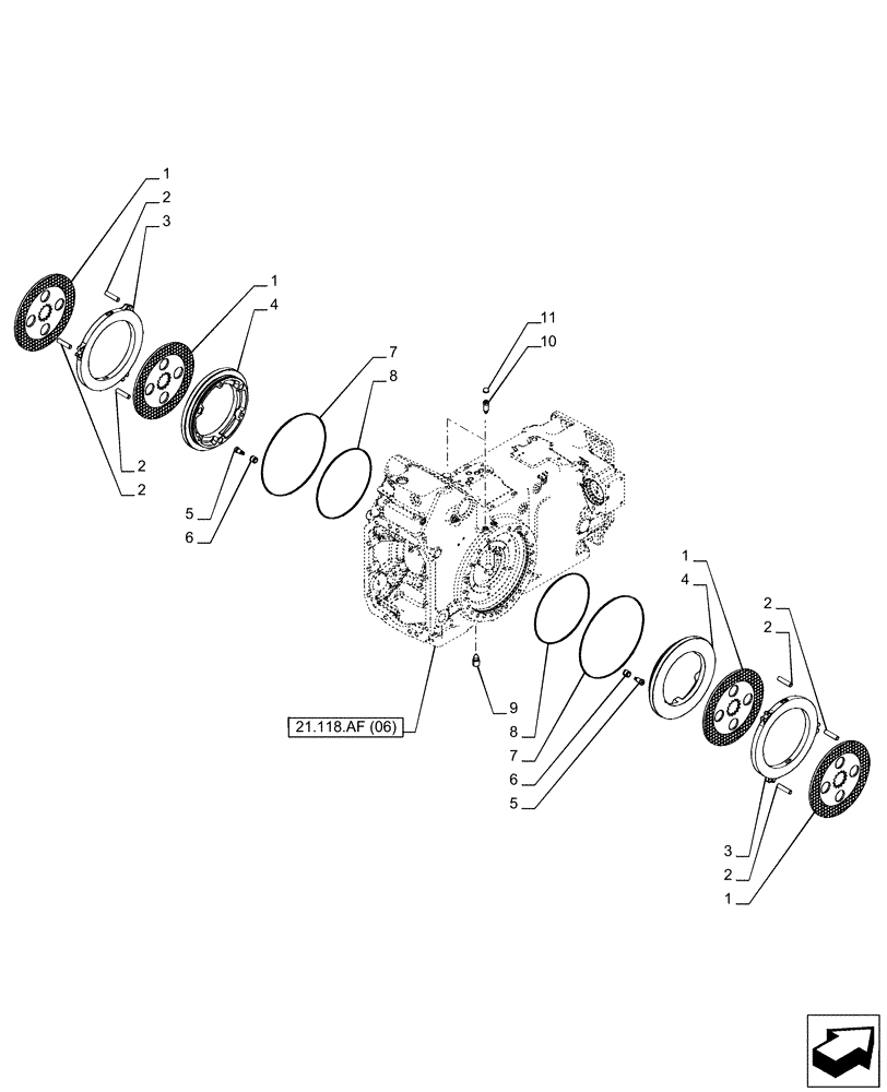 Схема запчастей Case IH PUMA 165 CVT - (33.202.AK[02]) - VAR - 391214 - TRANSMISSION, BRAKE DISC (33) - BRAKES & CONTROLS