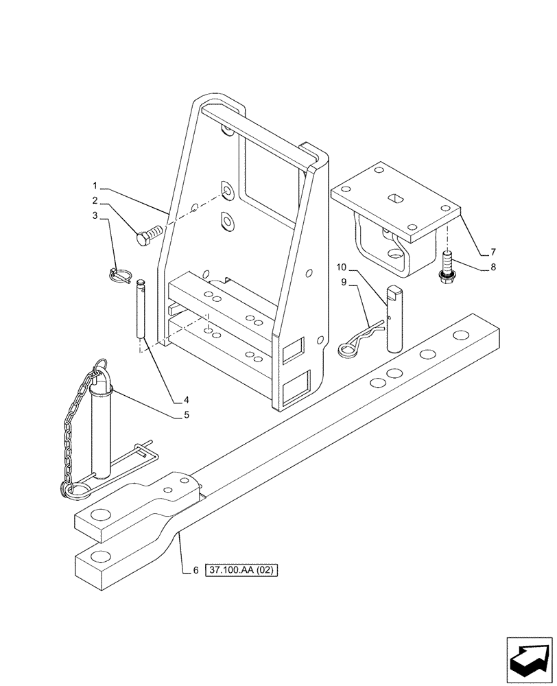 Схема запчастей Case IH PUMA 200 CVT - (37.100.AA[01]) - VAR - 758100 - DRAWBAR (37) - HITCHES, DRAWBARS & IMPLEMENT COUPLINGS