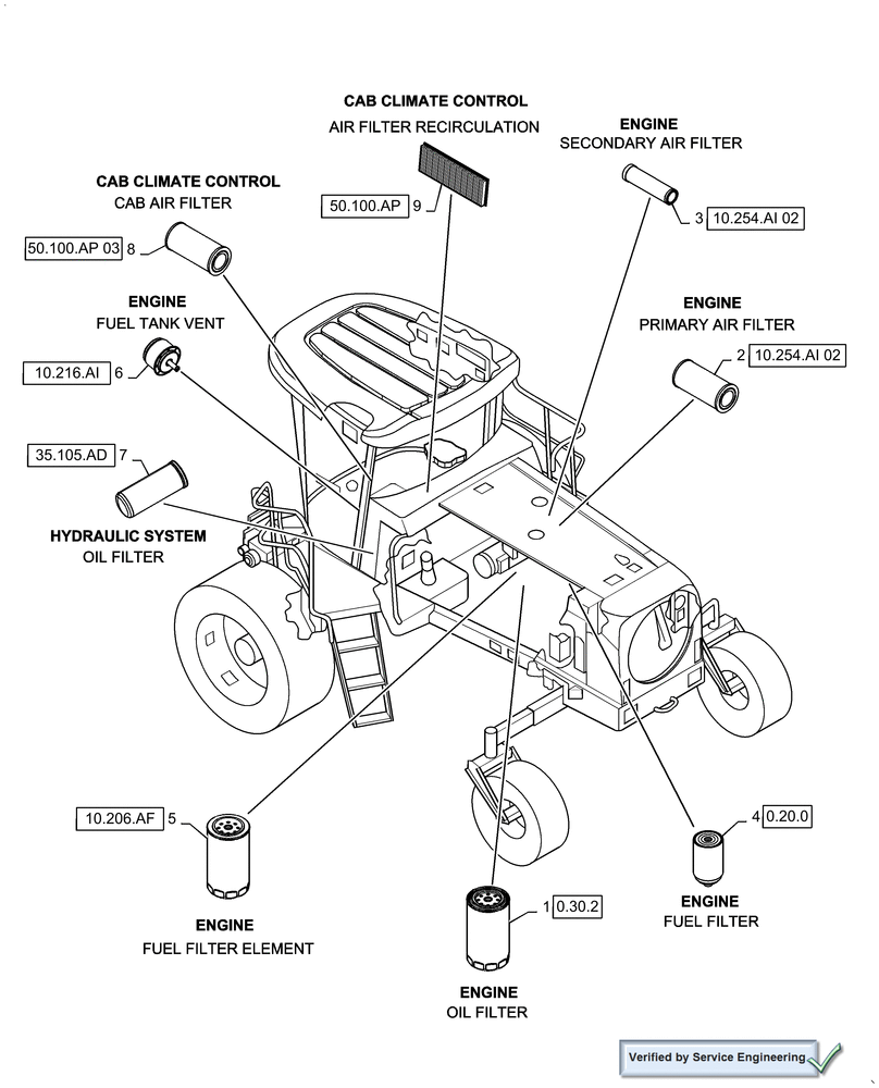 Схема запчастей Case IH WD1203 - (05.100.03[01]) - FILTERS, WD1203 (05) - SERVICE & MAINTENANCE