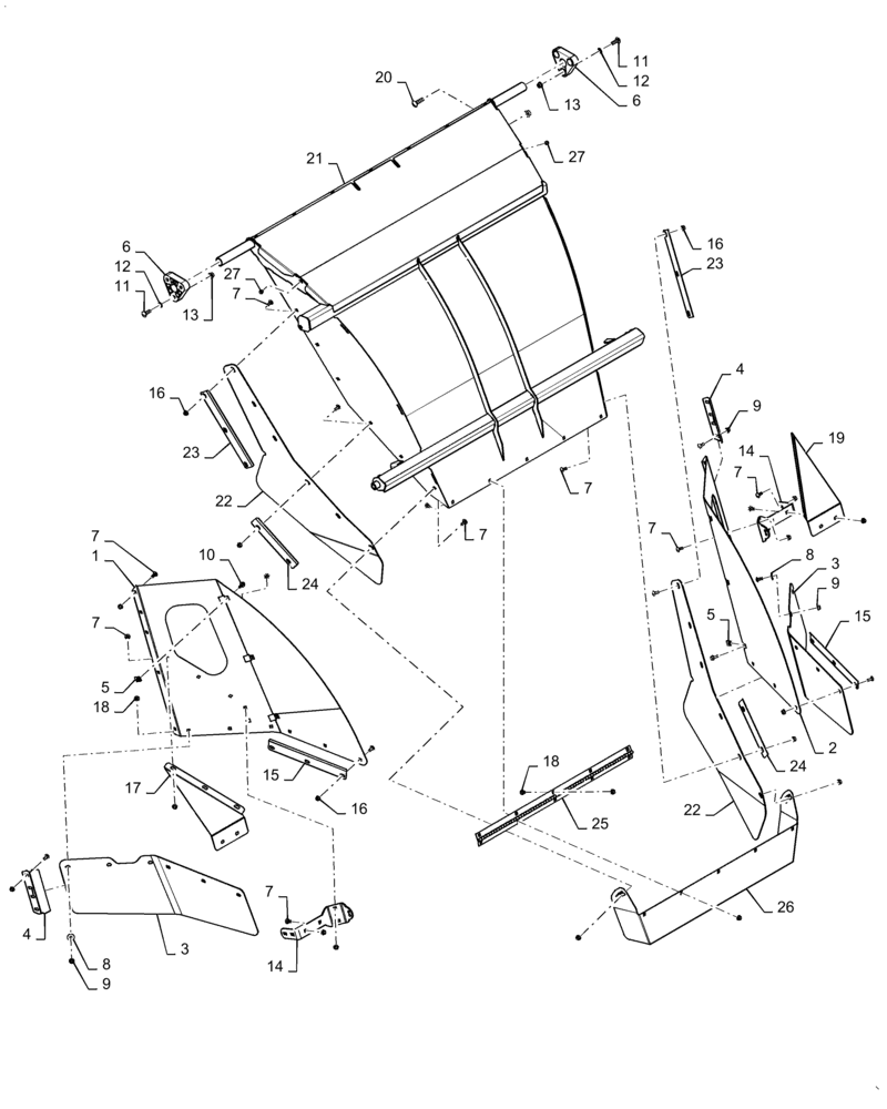 Схема запчастей Case IH 7140 - (73.230.AQ[05]) - STRAW HOOD DOOR (73) - RESIDUE HANDLING