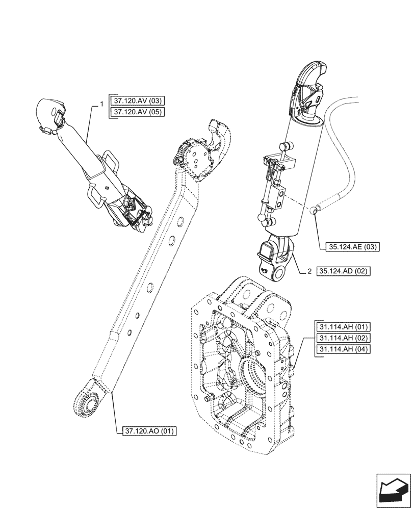 Схема запчастей Case IH PUMA 220 CVT - (37.120.AX[07]) - VAR - 758071, 758076, 758081 - 3 HITCH POINT (HYDRAULIC TOP LINK) (37) - HITCHES, DRAWBARS & IMPLEMENT COUPLINGS