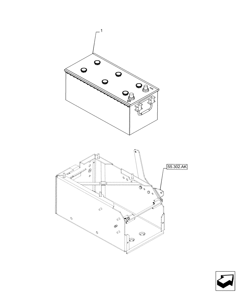 Схема запчастей Case IH PUMA 185 CVT - (55.302.AG) - VAR - 391130, 758000 - BATTERY (1300 A, 12 V) (55) - ELECTRICAL SYSTEMS