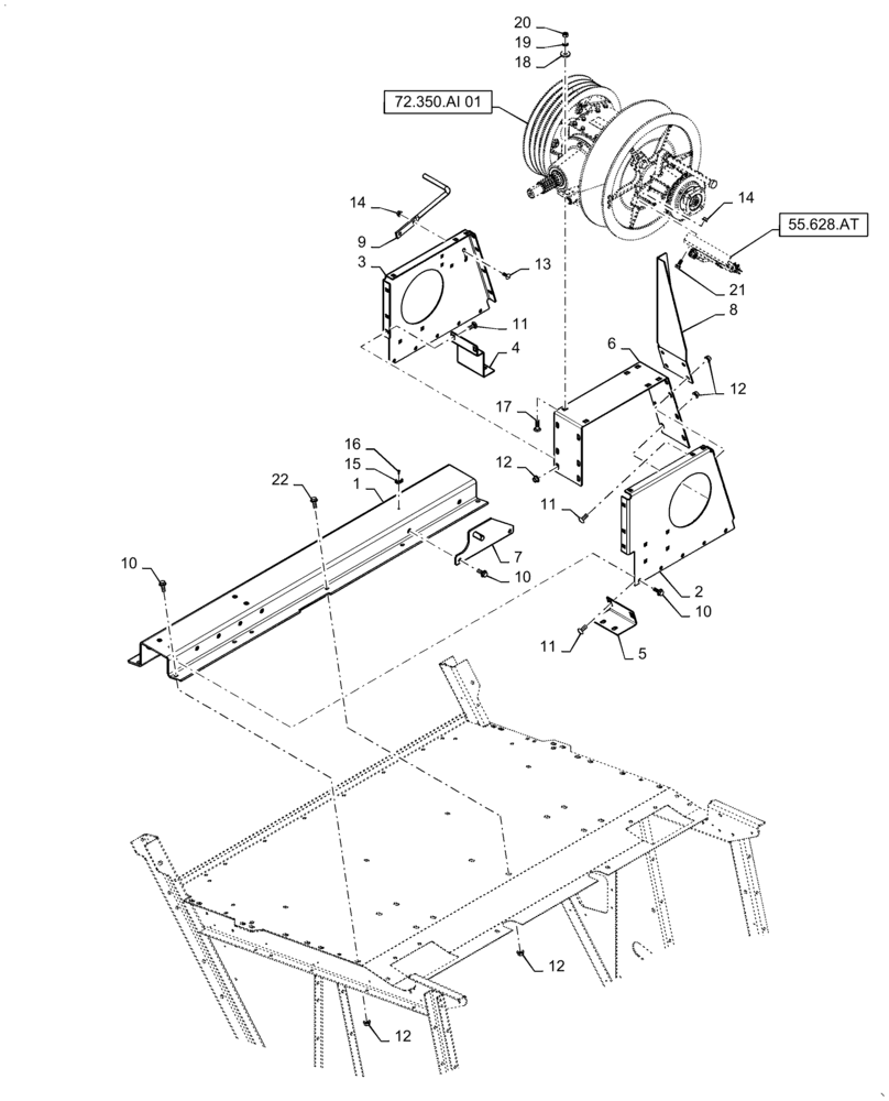 Схема запчастей Case IH 7140 - (72.350.AJ) - SEPARATOR JACKSHAFT SUPPORT (72) - SEPARATION