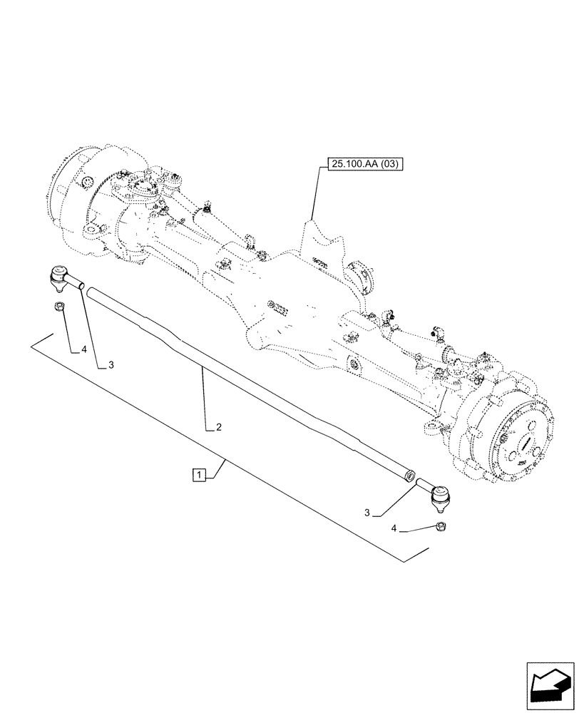 Схема запчастей Case IH PUMA 150 CVT - (41.106.AG[03]) - VAR - 758046 - FRONT AXLE, SUSPENDED W/BRAKES, TIE-ROD ASSY (41) - STEERING