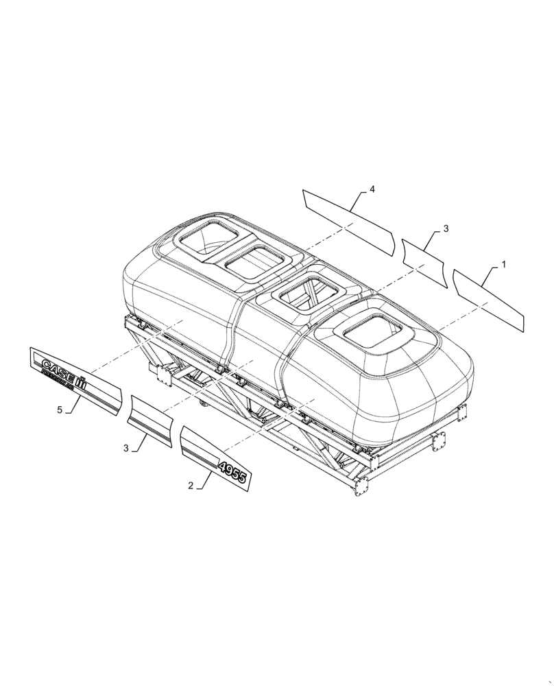 Схема запчастей Case IH 2355 - (90.108.AB[07]) - MODEL DECALS PRECISION AIR 4955 CASE (90) - PLATFORM, CAB, BODYWORK AND DECALS