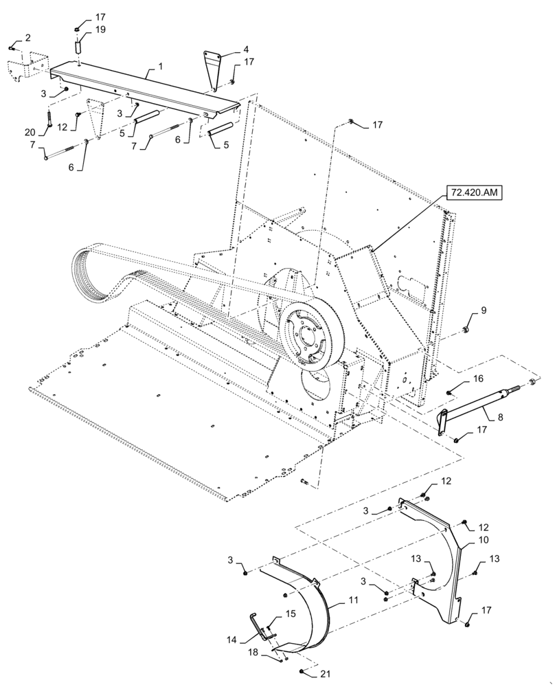 Схема запчастей Case IH 6140 - (66.260.AA[02]) - SEPARATOR DRIVE, BELT SHIELD (66) - THRESHING