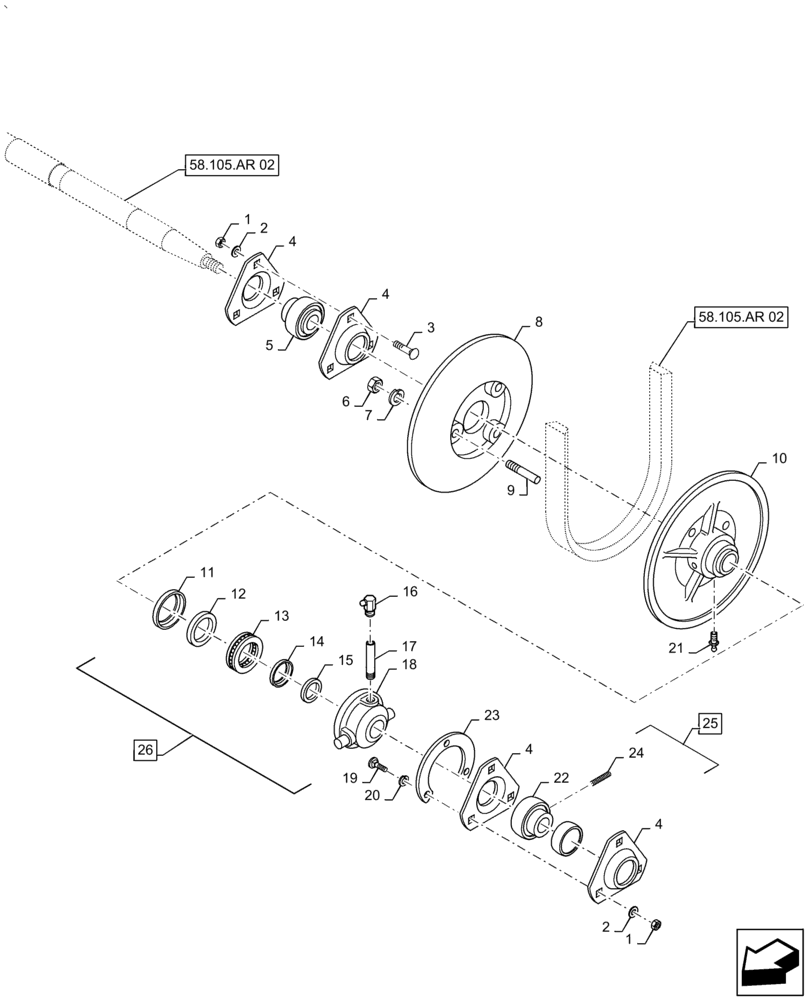 Схема запчастей Case IH 2060-20 - (58.105.AR[01]) - REEL VARIATOR DRIVE (58) - ATTACHMENTS/HEADERS