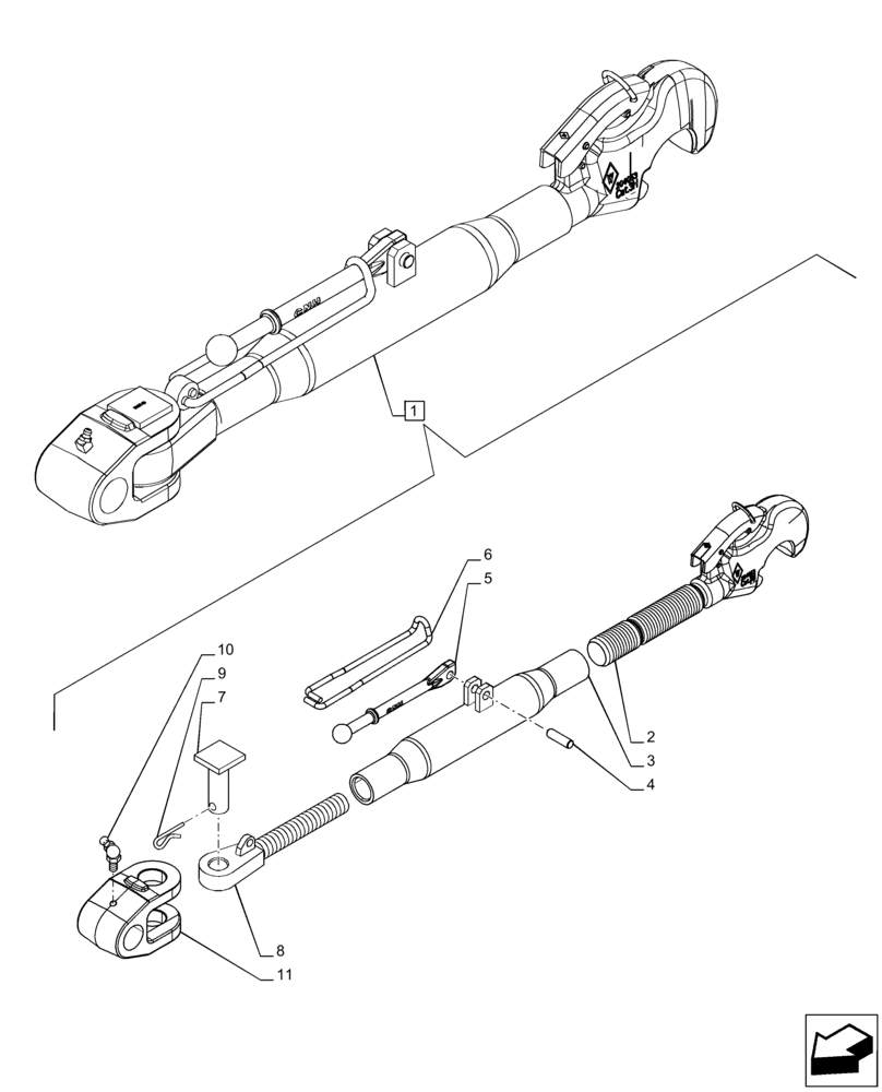 Схема запчастей Case IH PUMA 200 - (37.120.AA[06]) - VAR - 391170, 758075, 758080 - 3 HITCH POINT, TOP LINK, COMPONENTS (37) - HITCHES, DRAWBARS & IMPLEMENT COUPLINGS