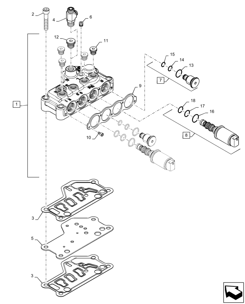 Схема запчастей Case IH MAGNUM 280 - (21.505.AQ[04]) - VAR - 429334, 429335 - TRANSMISSION - CVT - CONTROL VALVE - FORWARD / REVERSE (21) - TRANSMISSION