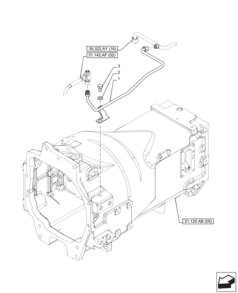 Схема запчастей Case IH PUMA 165 CVT - (35.322.AY[15]) - VAR - 758091, 758093, 758245, 758046, 758247 - TRANSMISSION, LOW PRESSURE, LINE (35) - HYDRAULIC SYSTEMS