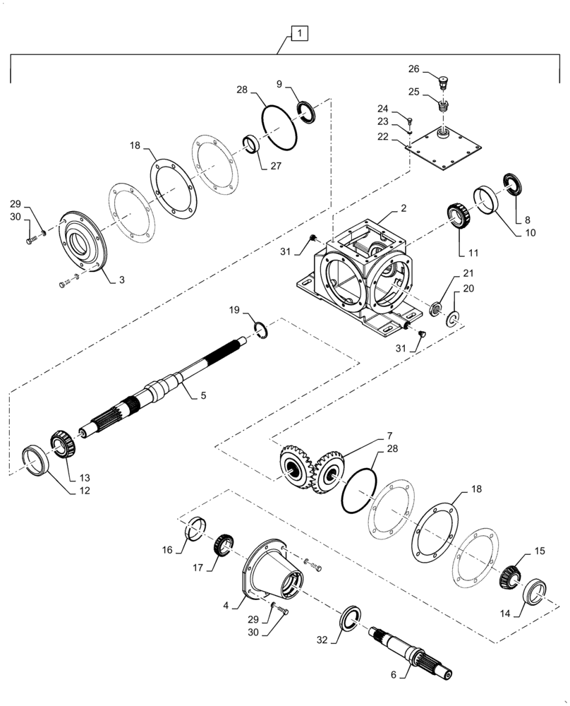 Схема запчастей Case IH 5140 - (72.350.AI[02]) - CHOPPING UNIT GEARBOX (72) - SEPARATION