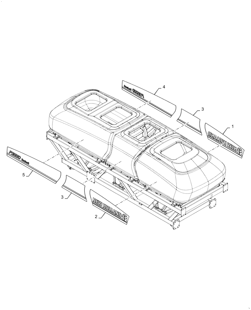 Схема запчастей Case IH 2355 - (90.108.AB[11]) - MODEL DECALS P3550 NEW HOLLAND (90) - PLATFORM, CAB, BODYWORK AND DECALS