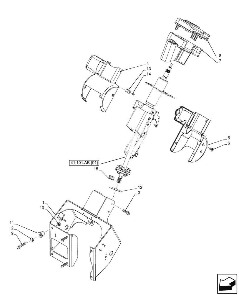 Схема запчастей Case IH MAXXUM 145 - (41.101.AB[02]) - VAR - 391630, 743812 - STEERING COLUMN (41) - STEERING