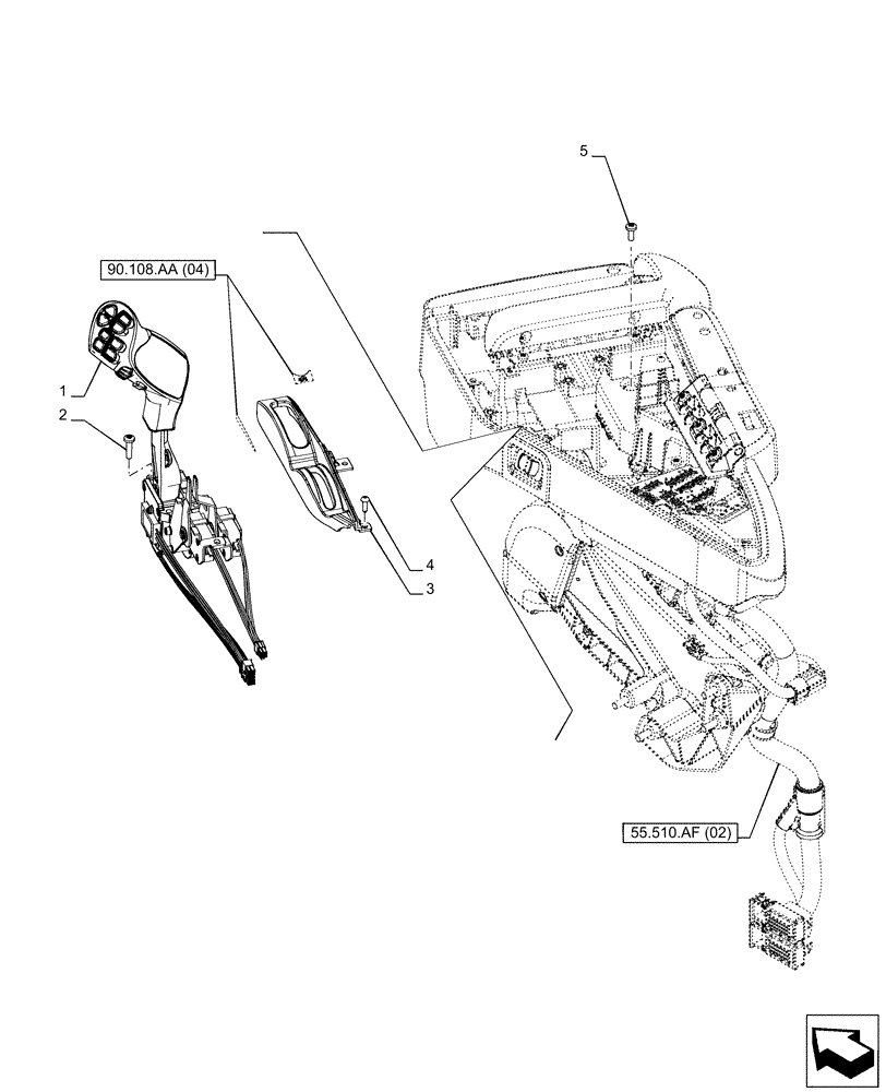 Схема запчастей Case IH PUMA 150 CVT - (55.512.BL[01]) - VAR - 391180, 758147, 758148, 758150 - ARMREST, CONTROL UNIT, MULTIFUNCTION SWITCH (55) - ELECTRICAL SYSTEMS