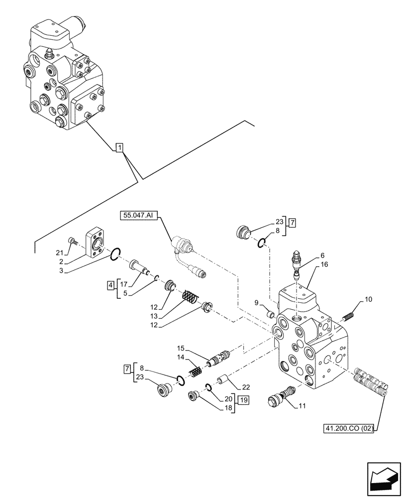 Схема запчастей Case IH MAXXUM 145 - (41.200.CO[03]) - VAR - 743723 - STEERING VALVE, W/ FAST STEER™ SYSTEM, COMPONENTS (41) - STEERING