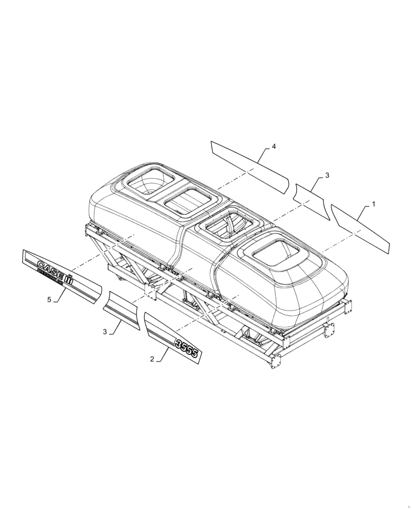 Схема запчастей Case IH 4955 - (90.108.AB[04]) - MODEL DECALS PRECISION AIR 3555 CASE (90) - PLATFORM, CAB, BODYWORK AND DECALS