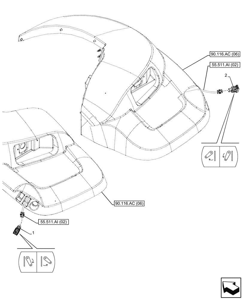 Схема запчастей Case IH PUMA 150 - (55.035.AE[02]) - VAR - 391170, 758071, 758072, 758073, 758073, 758074, 758075, 758076, 758077, 758078, 758079 - HITCH, REAR, SWITCH (55) - ELECTRICAL SYSTEMS