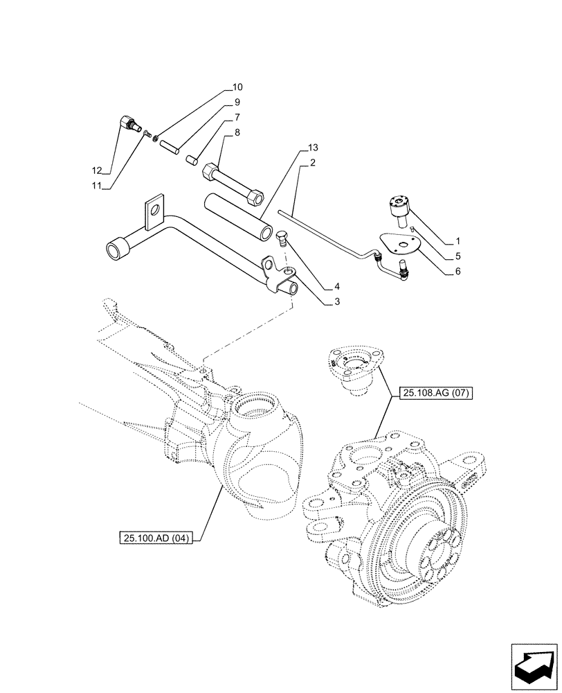 Схема запчастей Case IH PUMA 200 - (55.047.AA[04]) - VAR - 758050 - SUPERSTEER FRONT AXLE, STEERING, SENSOR (55) - ELECTRICAL SYSTEMS