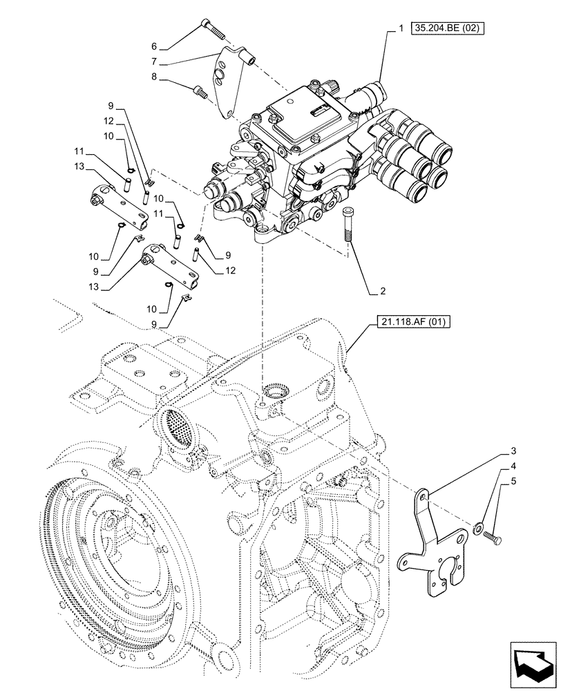 Схема запчастей Case IH PUMA 150 - (35.204.BE[01]) - VAR - 391163 - 2 REMOTE CONTROL VALVE (MHR) (35) - HYDRAULIC SYSTEMS