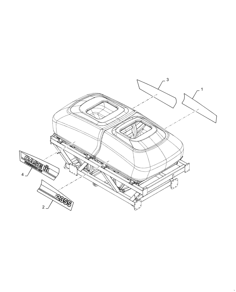 Схема запчастей Case IH 4955 - (90.108.AB[01]) - MODEL DECALS PRECISION AIR 2355 CASE (90) - PLATFORM, CAB, BODYWORK AND DECALS