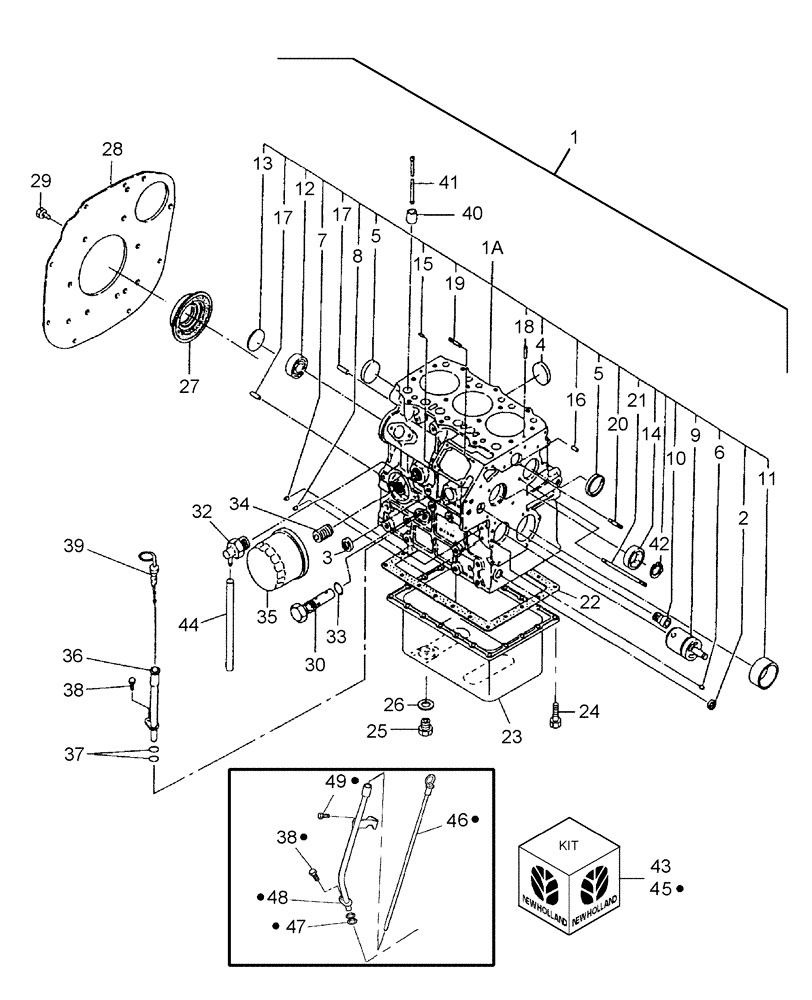 Схема запчастей Case IH DX24 - (01.02) - CYLINDER BLOCK (01) - ENGINE