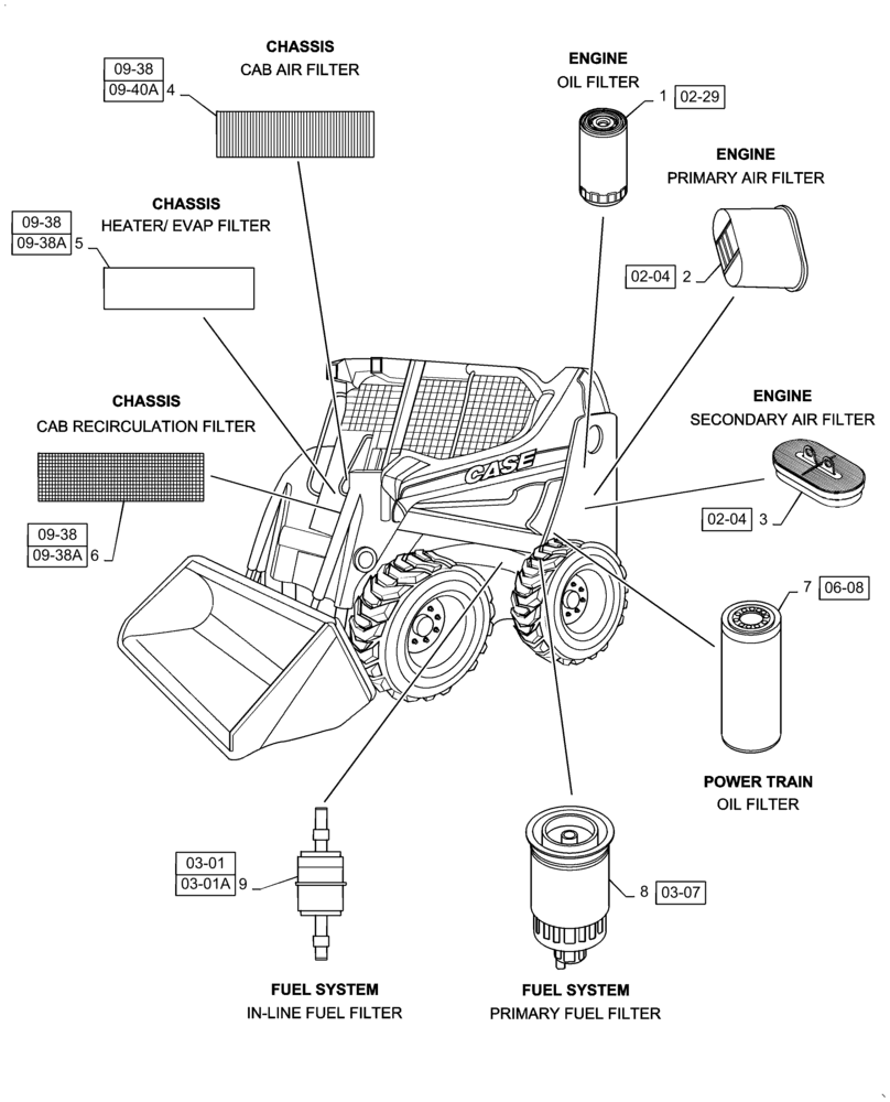 Схема запчастей Case IH 465 - (05.100.03[01]) - FILTERS, 465 (18) - MISCELLANEOUS