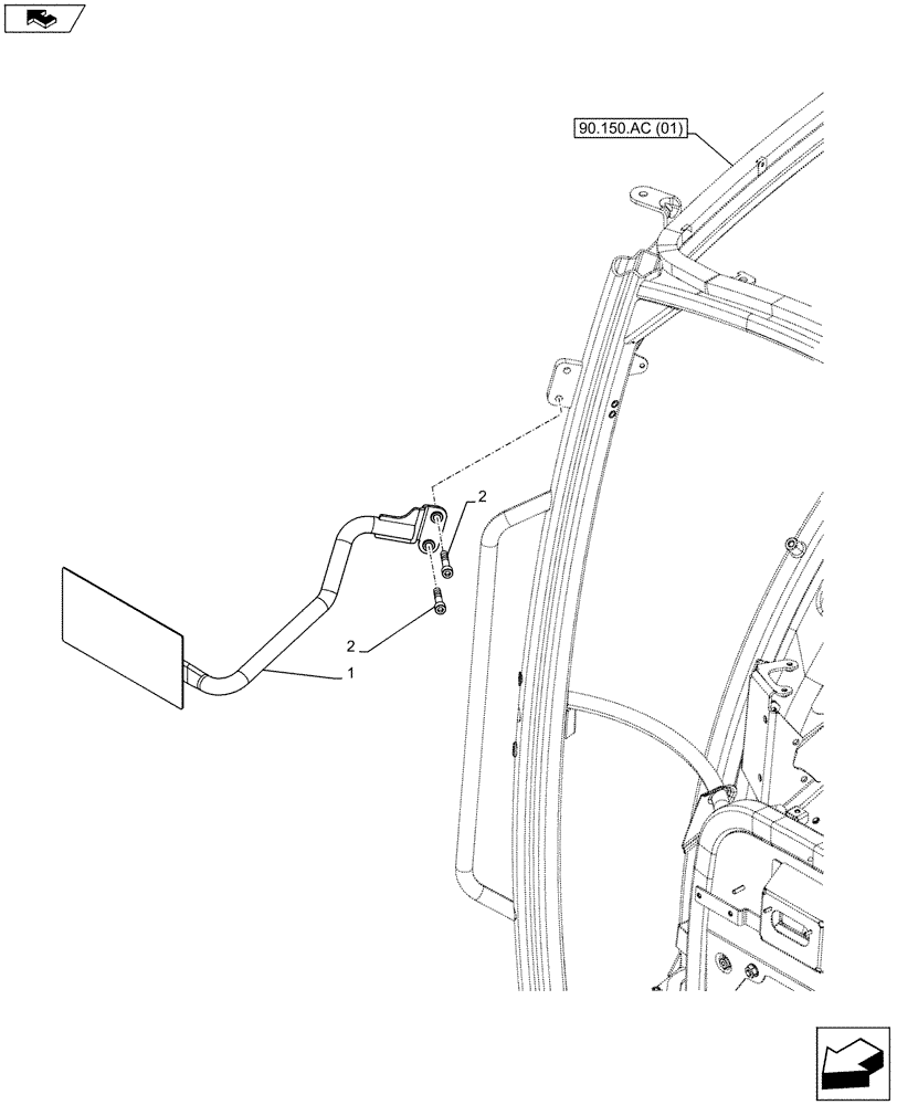 Схема запчастей Case IH FARMALL 115U - (88.100.AC[05]) - VAR - 331972 - LICENSE PLATE LAMP & SUPPORT, FRONT, ISO (88) - ACCESSORIES