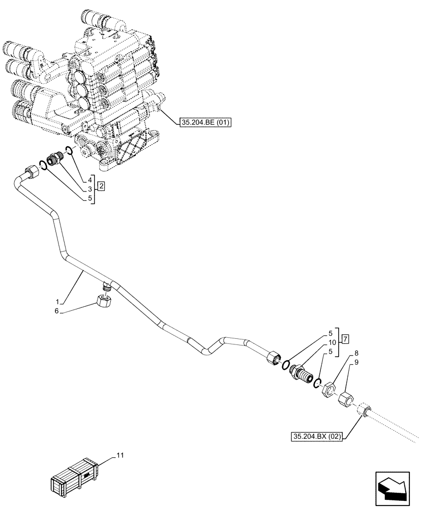 Схема запчастей Case IH MAXXUM 145 - (25.122.AM) - VAR - 758422, 758423, 758427, 758428, 743689, 743690, 758445, 758352, 758353, 758354 - FRONT AXLE, SUSPENDED, CONTROL VALVE, LINE (25) - FRONT AXLE SYSTEM