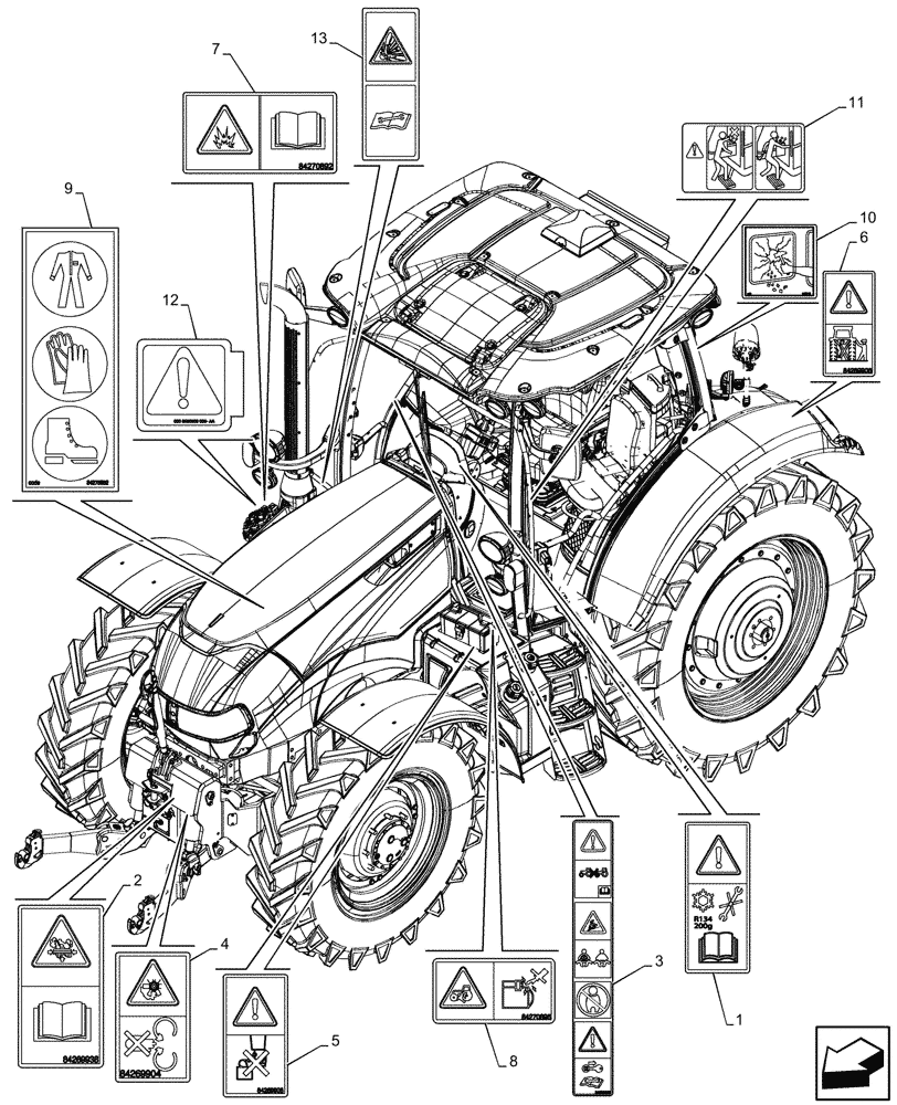 Схема запчастей Case IH MAXXUM 145 - (90.108.AC[25]) - VAR - 392208 - WARNING DECAL (90) - PLATFORM, CAB, BODYWORK AND DECALS